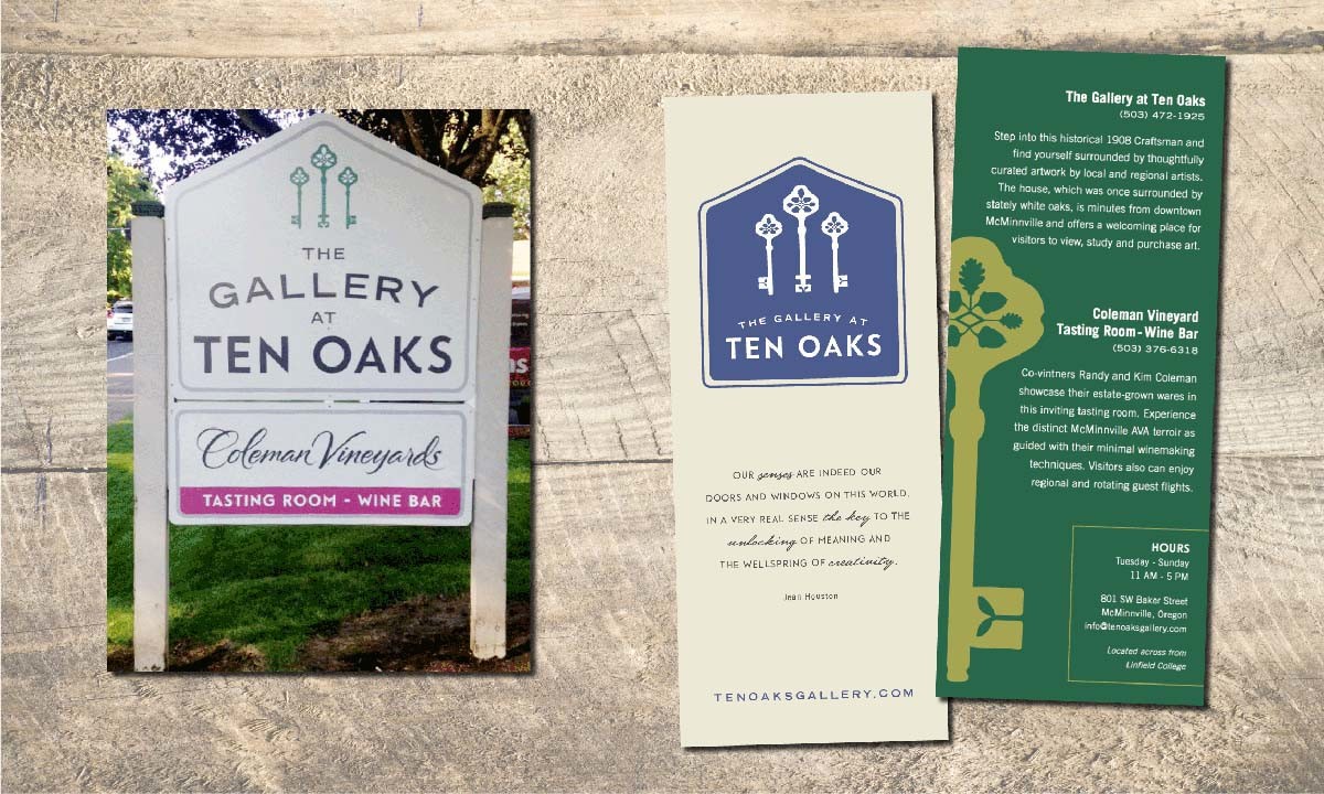 The Gallery at Ten Oaks Sign and Rack Card • 237 Marketing + Web
